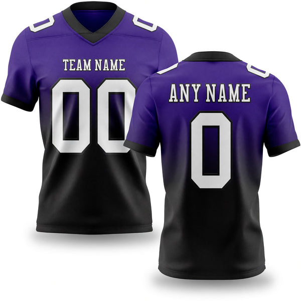 Custom Purple White-Black Authentic Fade Fashion Football Jersey
