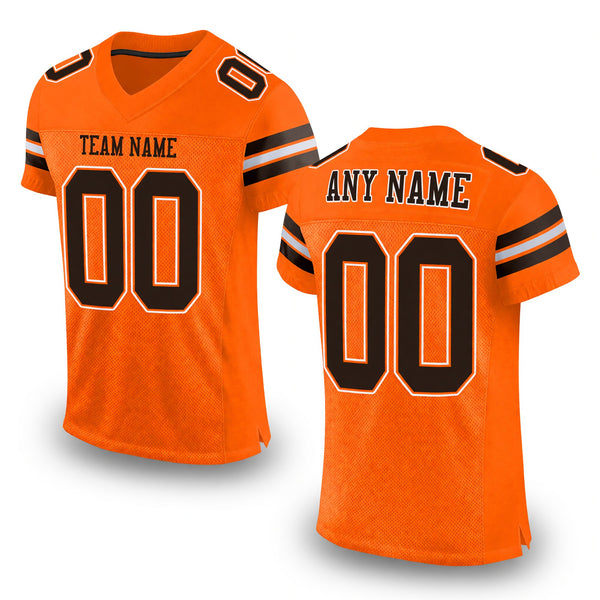 Custom Orange Brown-White Mesh Authentic Football Jersey