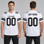 Custom White Mesh Authentic Football Jersey with Black Lettering Design 0635 worn by male model