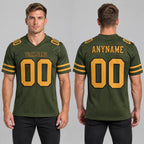 Custom Olive Salute To Service Mesh Authentic Football Jersey with Old Gold and Black Lettering Design 0138 worn by male model