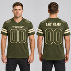 Custom Olive Salute To Service Mesh Authentic Football Jersey with Olive and Cream Lettering worn by male model
