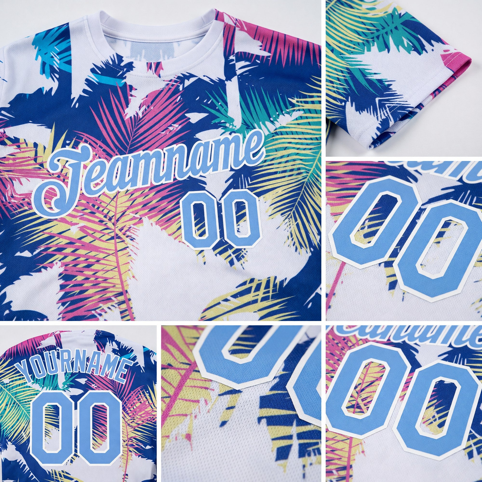 Custom 3D Pattern Design Hawaii Palm Trees Performance T-Shirt detail