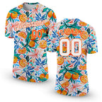 Custom White Orange 3D Pattern Design Fruit Performance T-Shirt