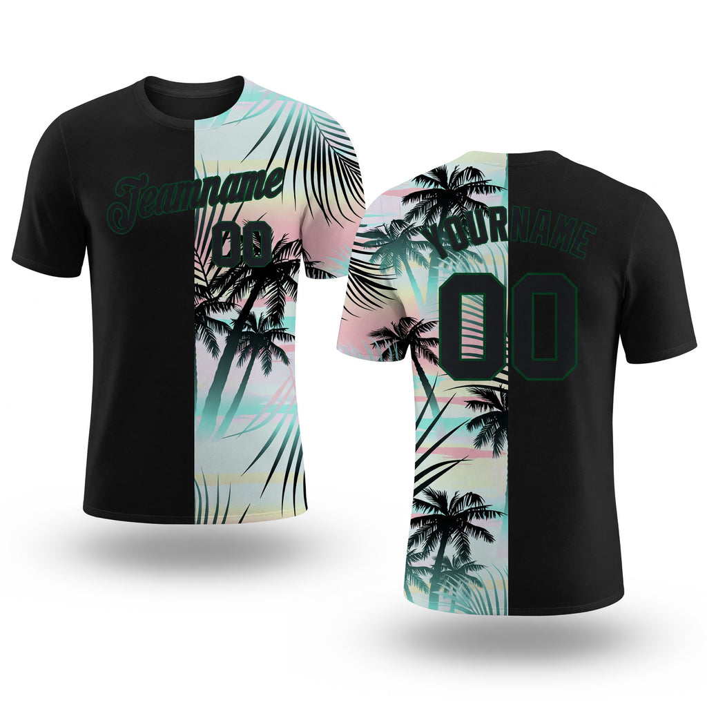 Custom 3D Pattern Design Tropical Hawaii Palm Leaves Performance T-Shirt