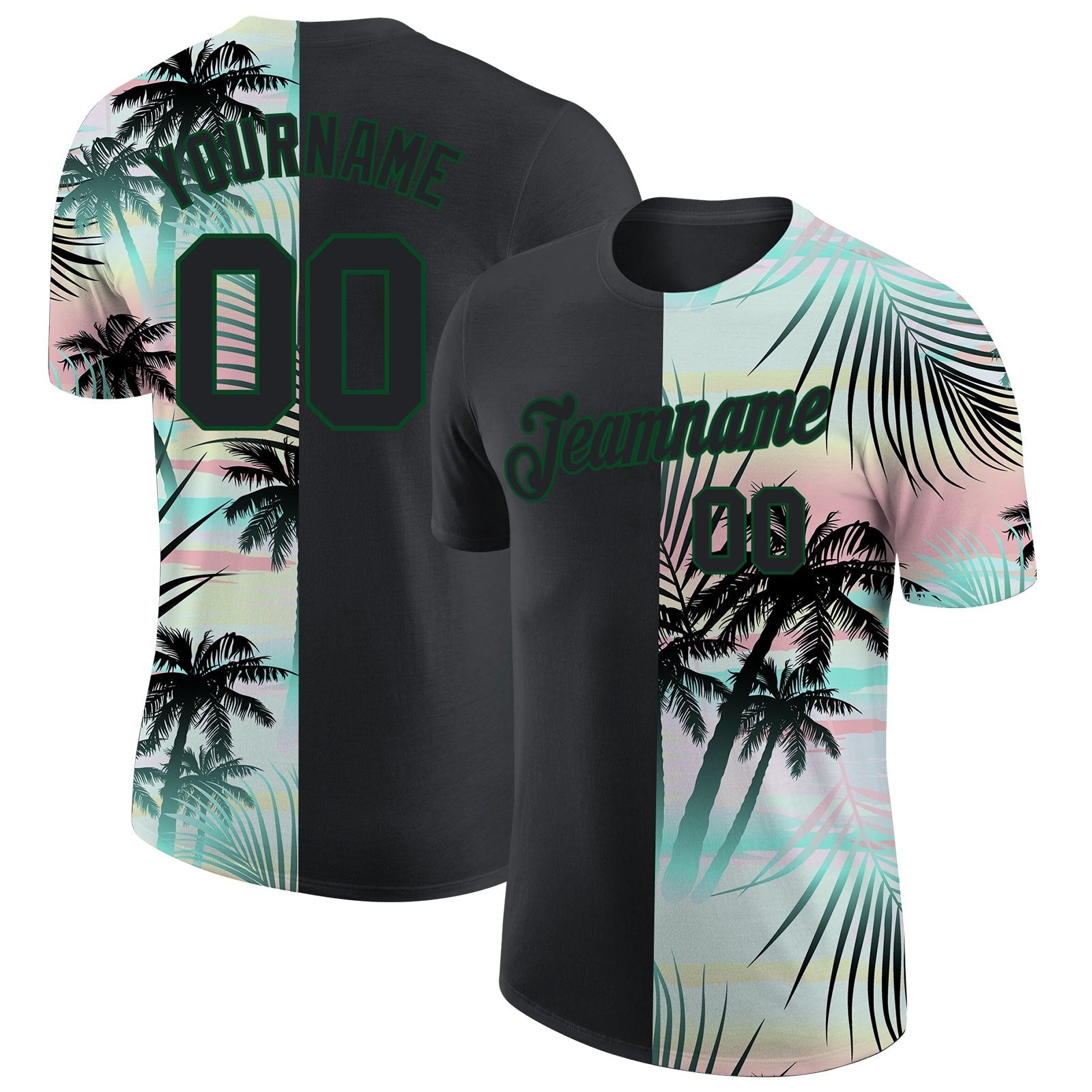 Custom 3D Pattern Design Tropical Hawaii Palm Leaves Performance T-Shirt photo 1