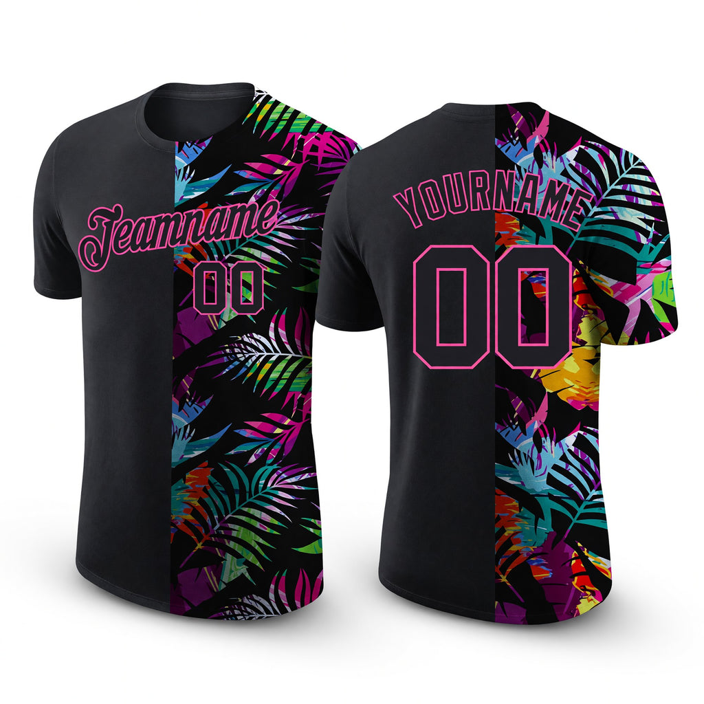 Custom 3D Pattern Design Tropical Hawaii Palm Leaves Performance T-Shirt