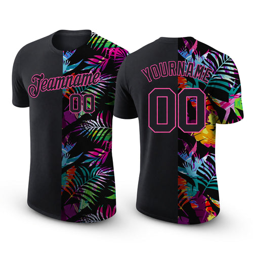 Custom 3D Pattern Design Tropical Hawaii Palm Leaves Performance T-Shirt