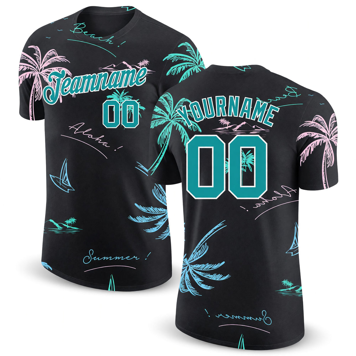 Custom 3D Pattern Design Hawaii Palm Trees Performance T-Shirt