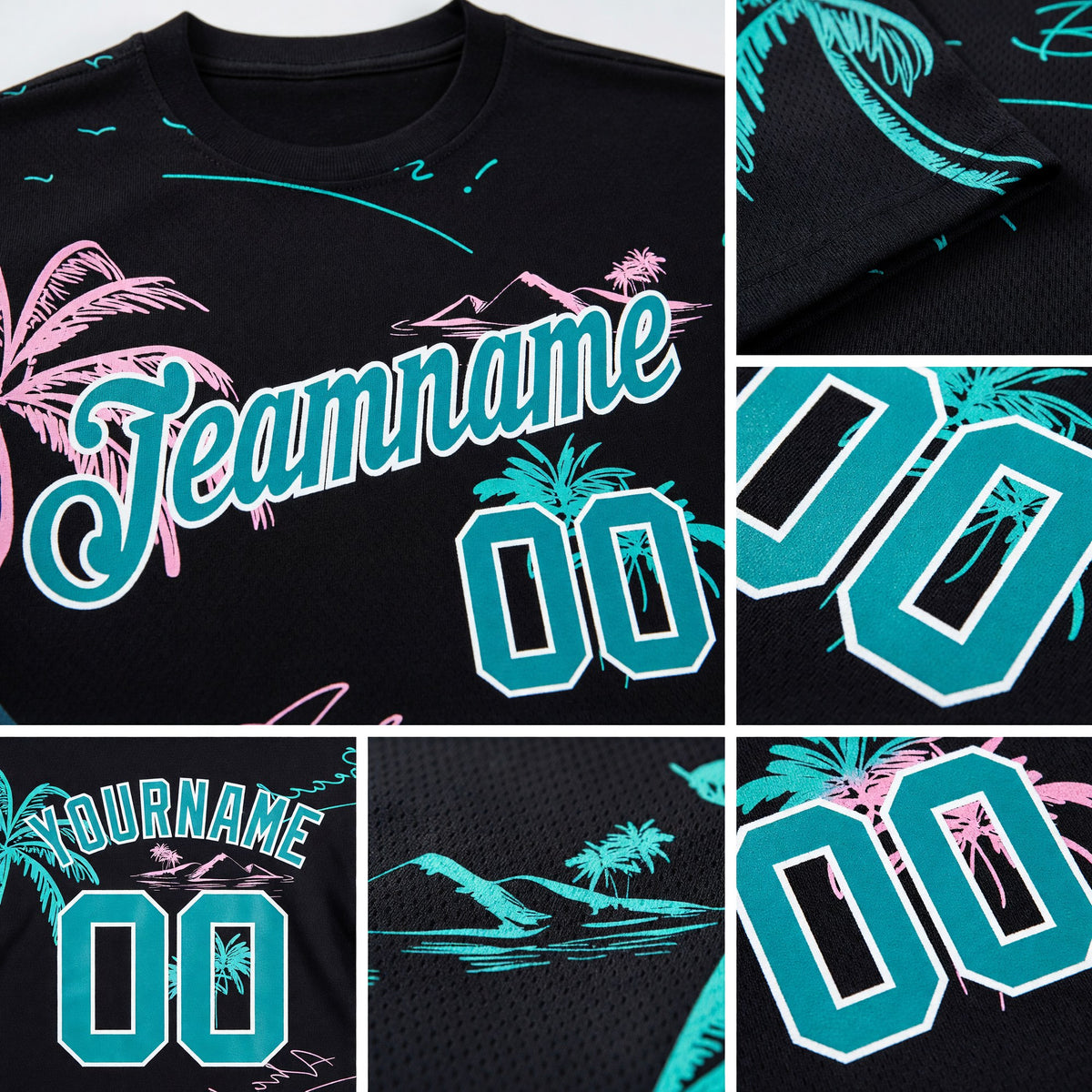 Custom 3D Pattern Design Hawaii Palm Trees Performance T-Shirt detail