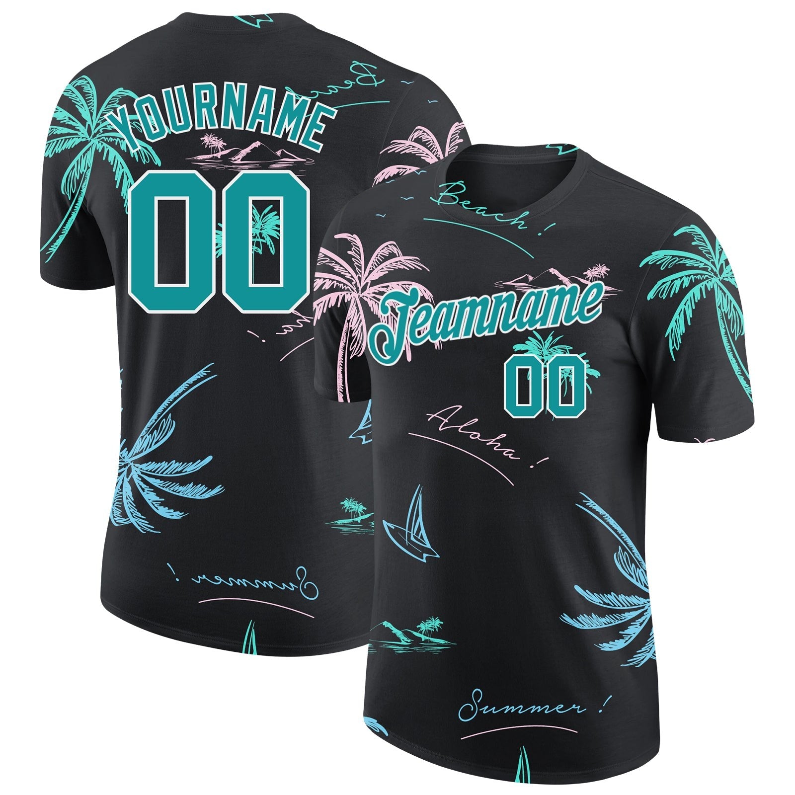 Custom 3D Pattern Design Hawaii Palm Trees Performance T-Shirt photo 1