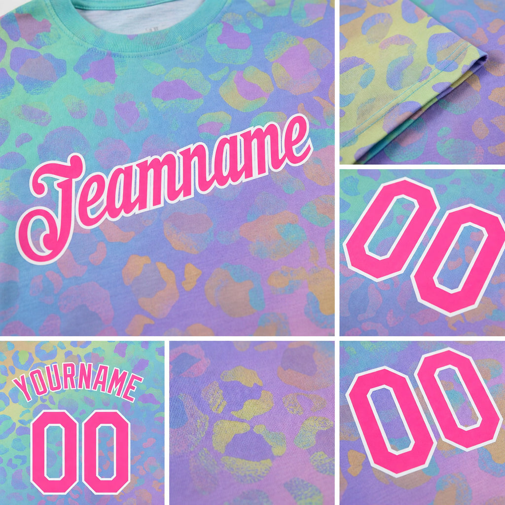 Custom 3D Pattern Design Leopard Performance T-Shirt detail