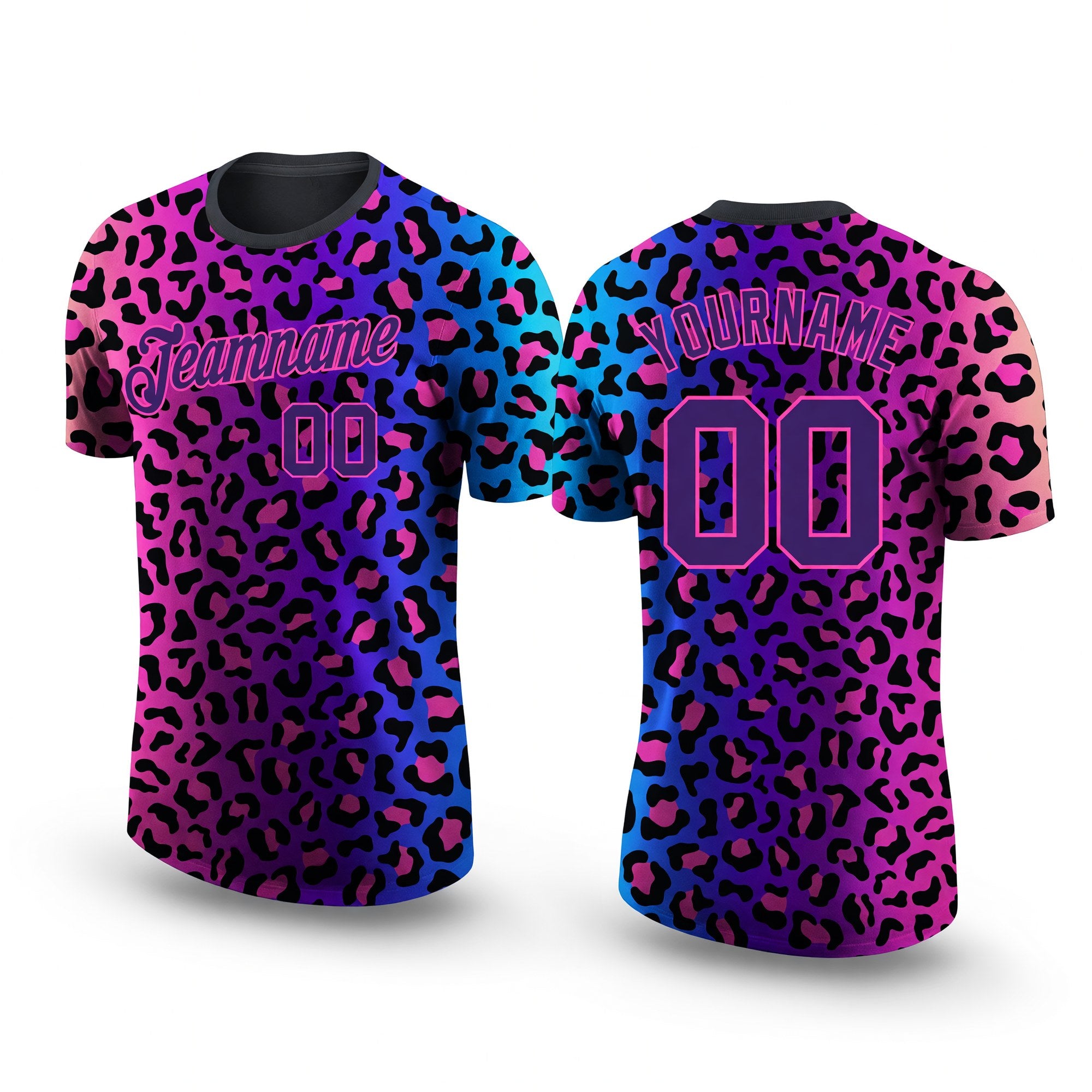 Custom 3D Pattern Design Leopard Performance T-Shirt