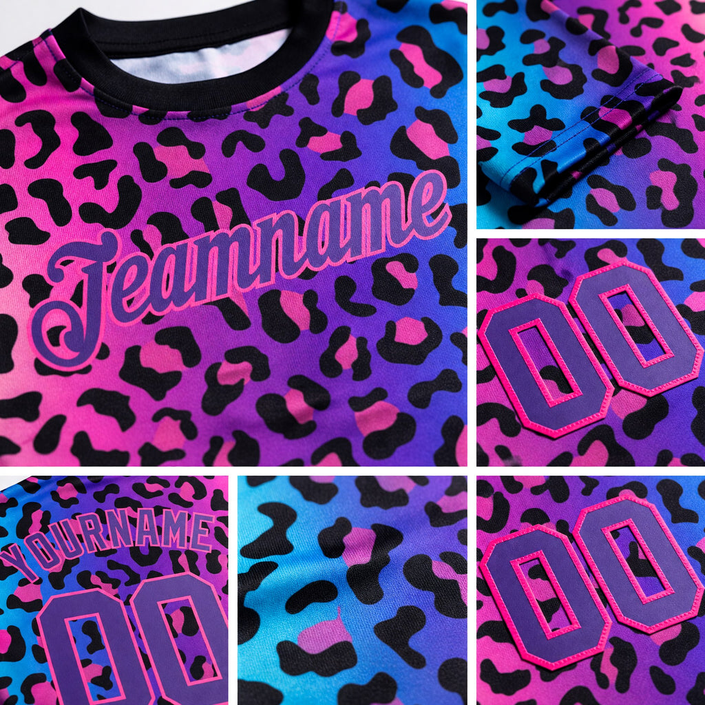 Custom 3D Pattern Design Leopard Performance T-Shirt detail