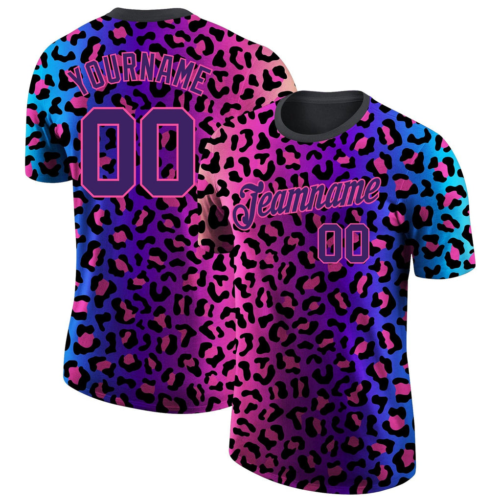 Custom 3D Pattern Design Leopard Performance T-Shirt photo 1
