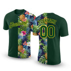 Custom 3D Pattern Design Tropical Pattern With Pineapples Palm Leaves And Flowers Performance T-Shirt