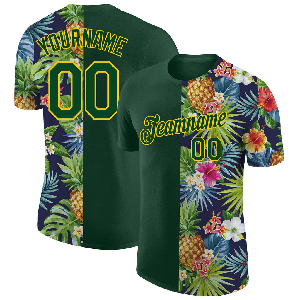Custom 3D Pattern Design Tropical Pattern With Pineapples Palm Leaves And Flowers Performance T-Shirt photo 1