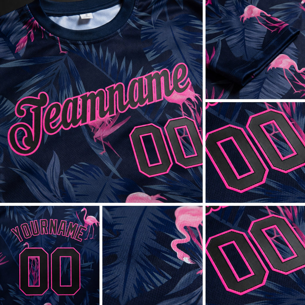 Custom 3D Pattern Design Flamingo Performance T-Shirt detail