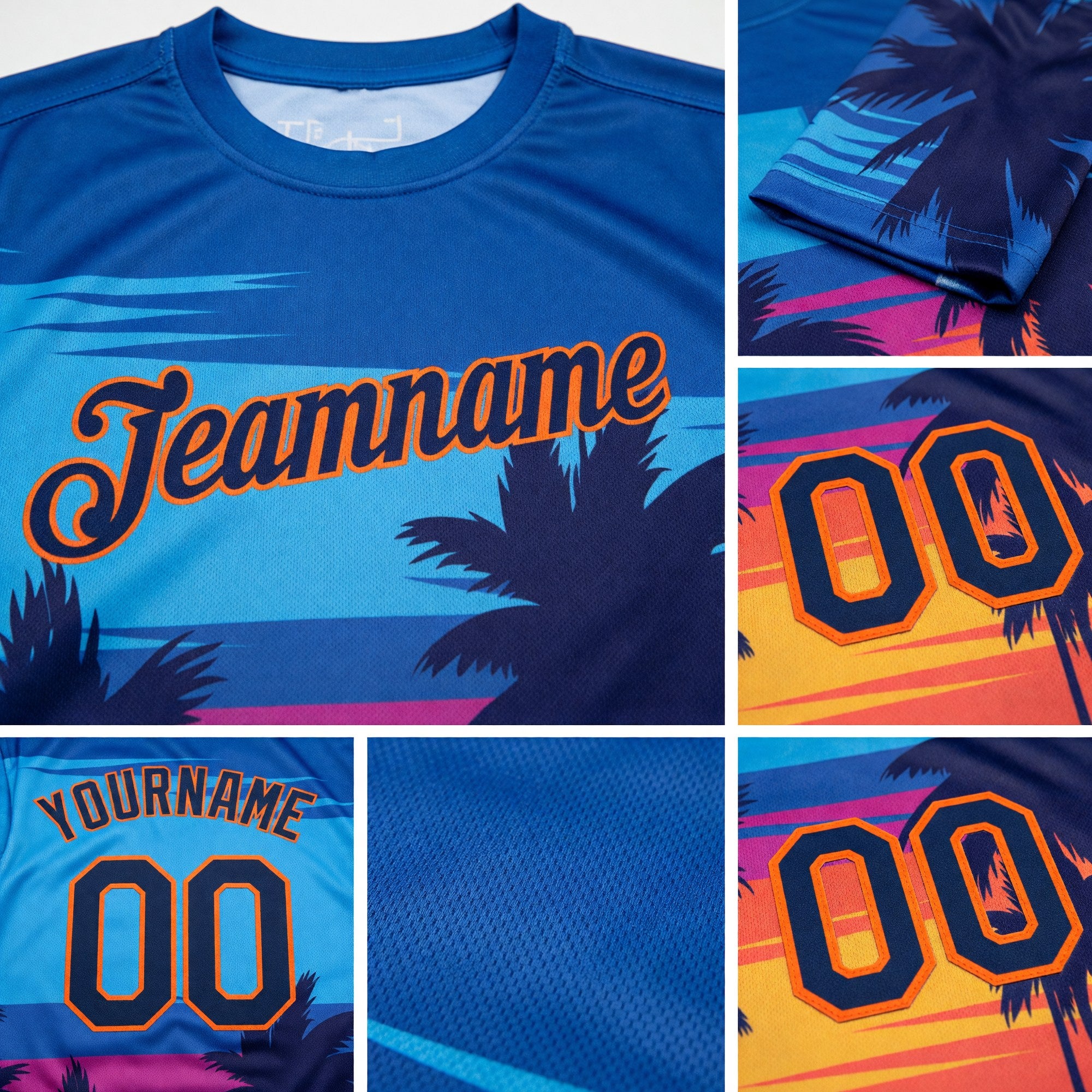 Custom 3D Pattern Design Hawaii Palm Trees Performance T-Shirt detail