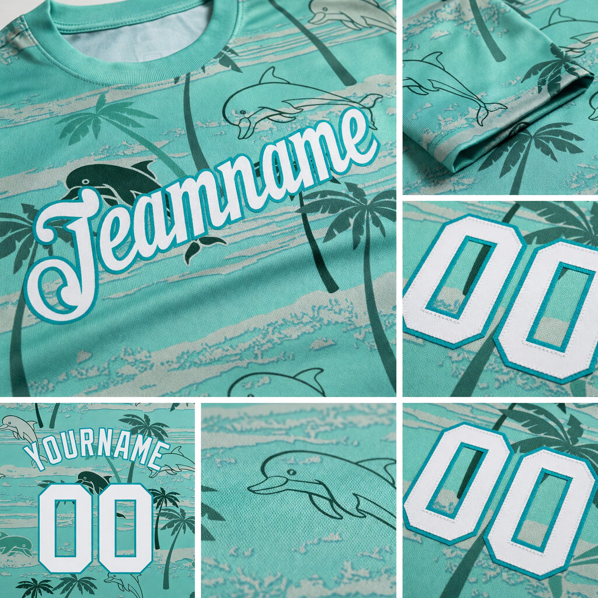 Custom 3D Pattern Design Hawaii Palm Trees Performance T-Shirt detail