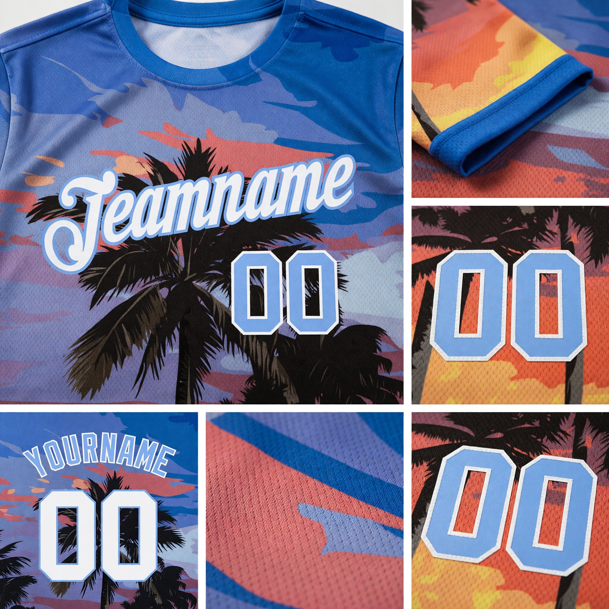 Custom 3D Pattern Design Hawaii Palm Trees Performance T-Shirt detail