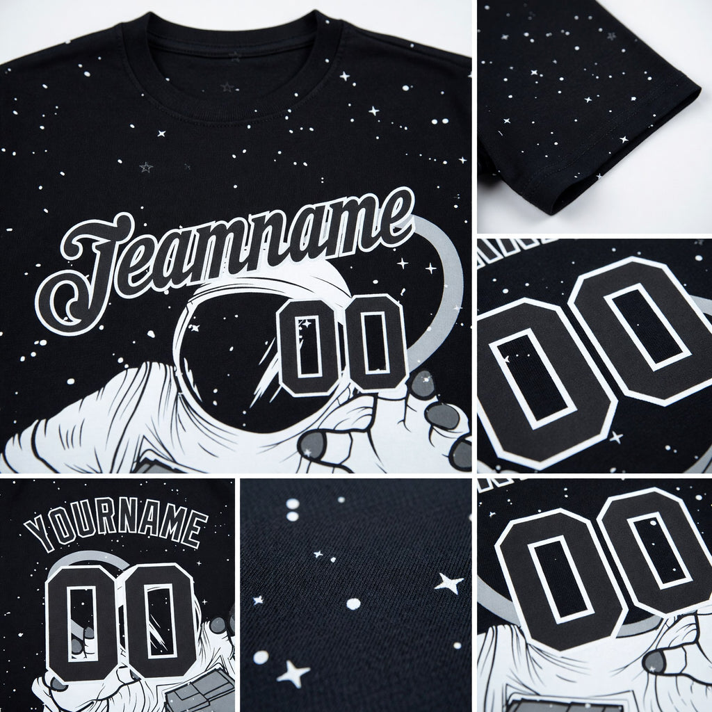 Custom 3D Pattern Design Astronaut Performance T-Shirt detail