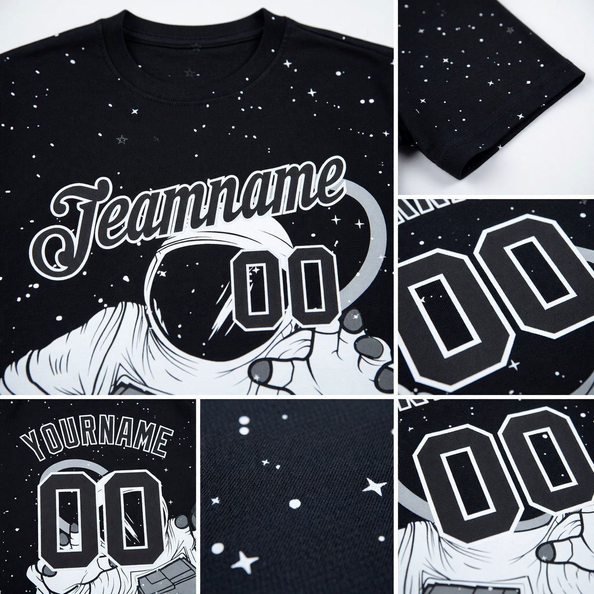 Custom 3D Pattern Design Astronaut Performance T-Shirt detail