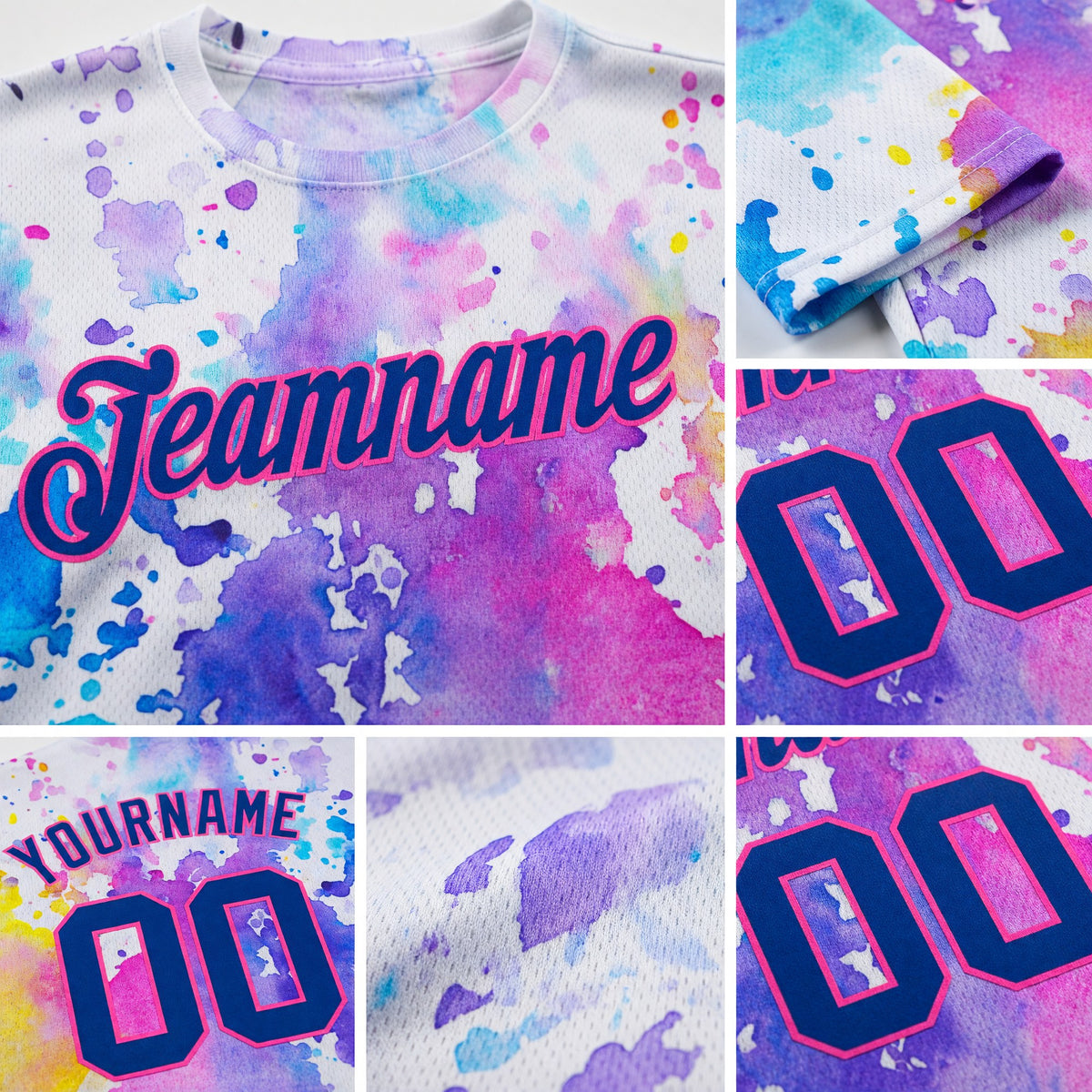 Custom 3D Pattern Design Watercolor Performance T-Shirt detail