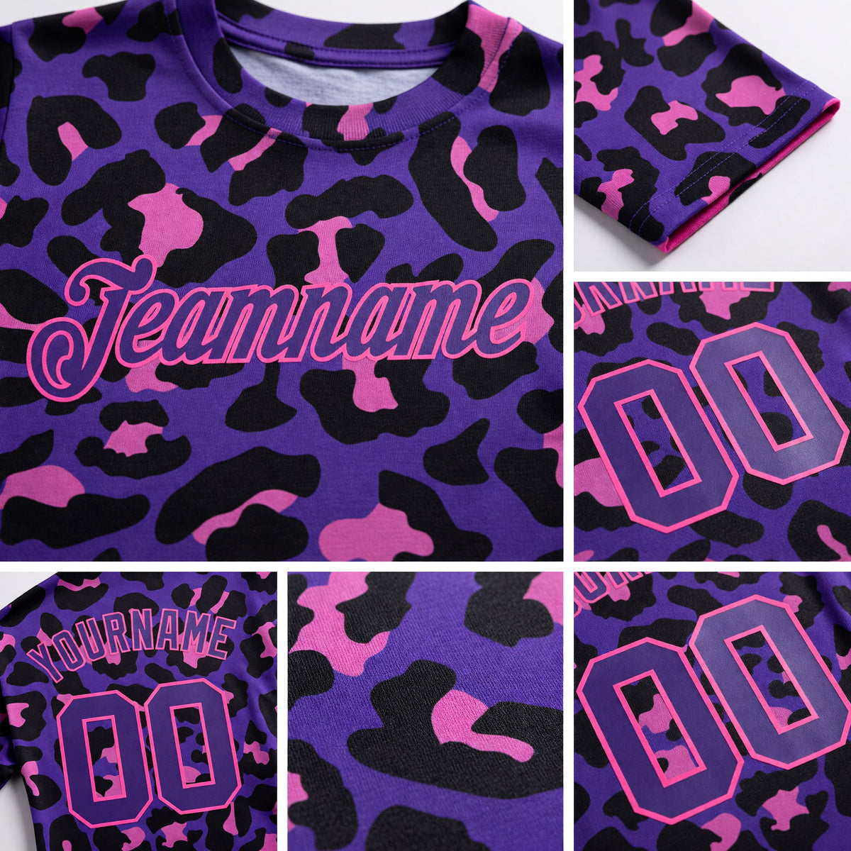 Custom 3D Pattern Design Leopard Performance T-Shirt detail