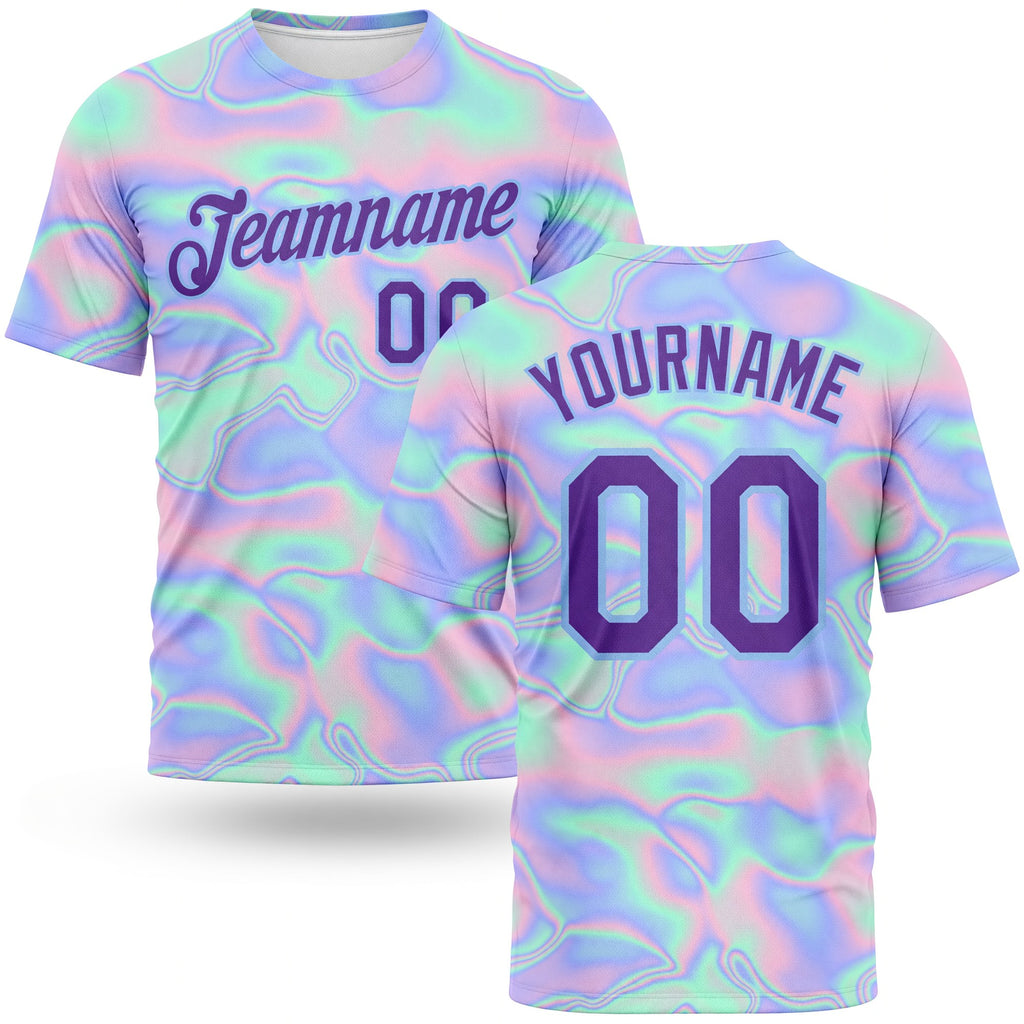 Custom 3D Pattern Design Abstract Trendy Holographic Vaporwave Style Performance T-Shirt