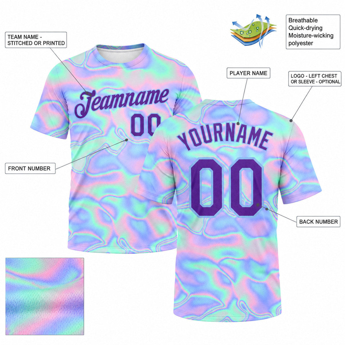 Custom Abstract Trendy Holographic Vaporwave Performance T-Shirt Design 0915 customization guide