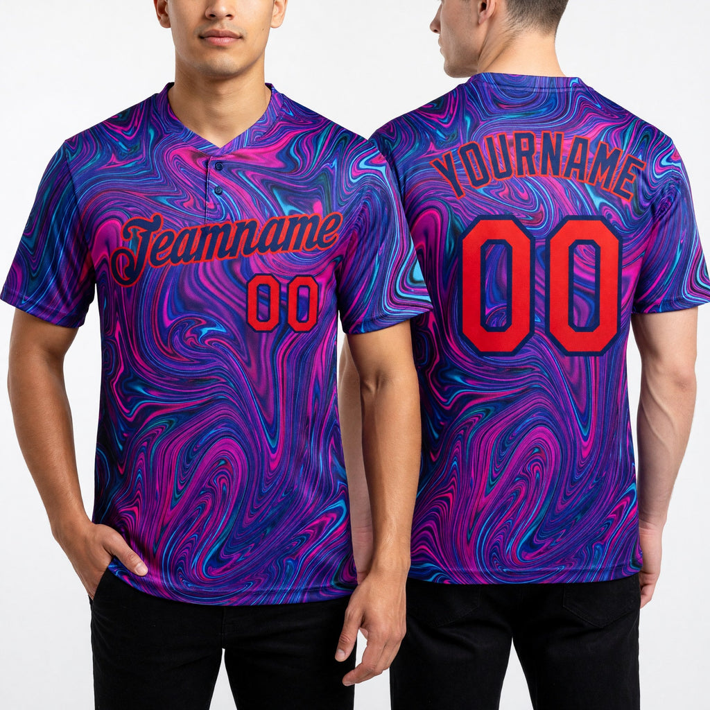 Custom 3D Pattern Design Abstract Interweaving Curved Fluid Art Performance T-Shirt worn front and back