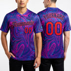 Custom 3D Pattern Design Abstract Interweaving Curved Fluid Art Performance T-Shirt worn front and back