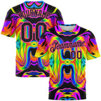 Custom 3D Pattern Design Abstract Iridescent Psychedelic Swirl Fluid Art Performance T-Shirt photo 1