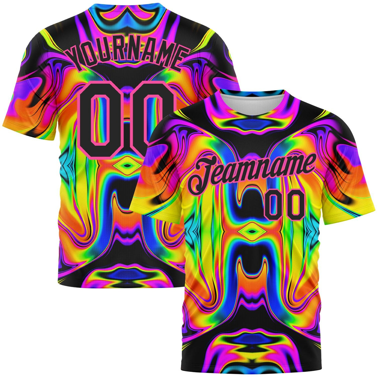 Custom 3D Pattern Design Abstract Iridescent Psychedelic Swirl Fluid Art Performance T-Shirt photo 1
