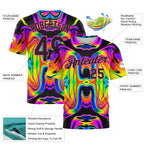 Custom 3D Pattern Design Abstract Iridescent Psychedelic Swirl Fluid Art Performance T-Shirt photo 2