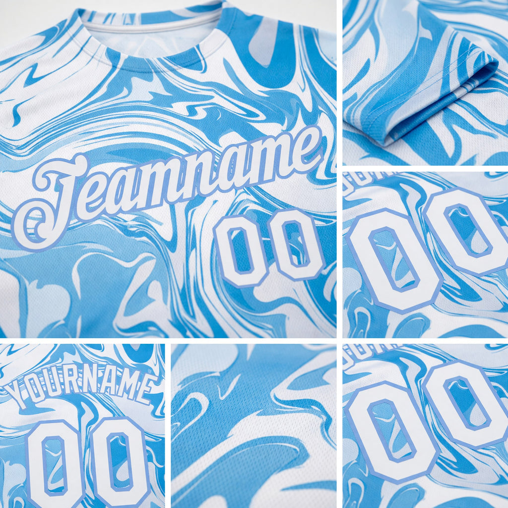 Custom 3D Pattern Design Abstract Ocean With Waves Fluid Art Performance T-Shirt detail