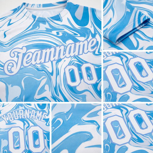 Custom 3D Pattern Design Abstract Ocean With Waves Fluid Art Performance T-Shirt detail