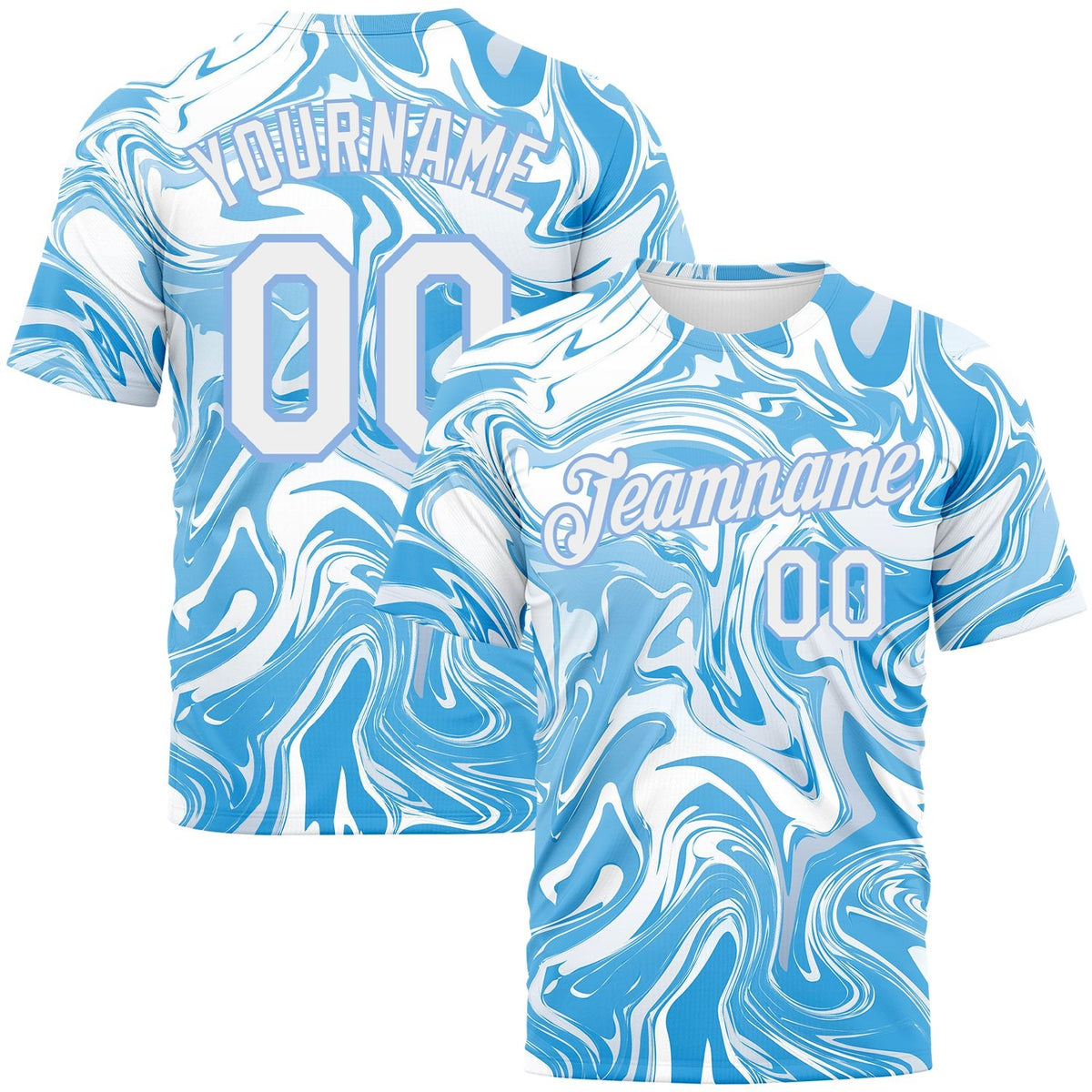 Custom 3D Pattern Design Abstract Ocean With Waves Fluid Art Performance T-Shirt photo 1