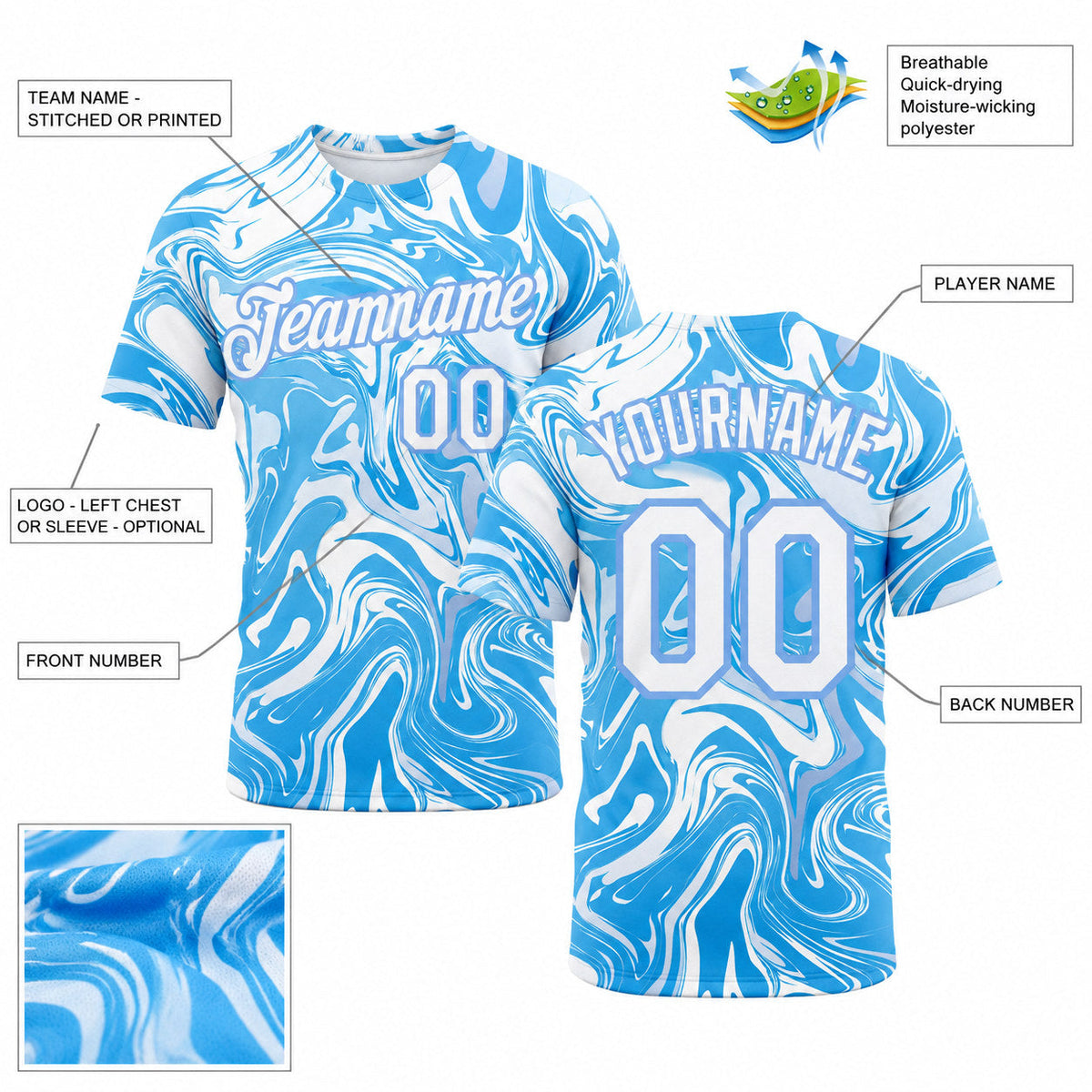 Custom Abstract Ocean With Waves Fluid Performance T-Shirt customization guide