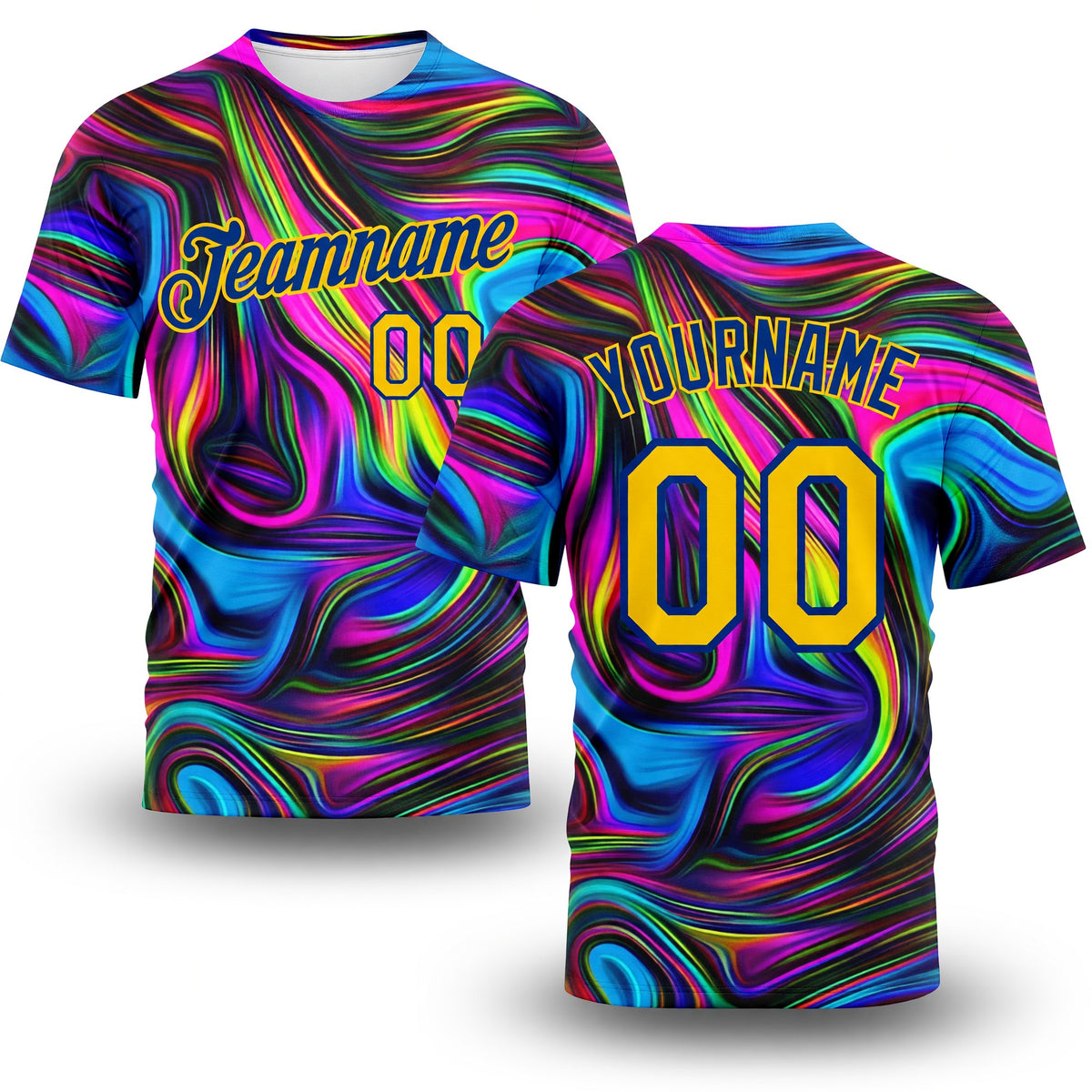 Custom 3D Pattern Design Abstract Colorful Psychedelic Fluid Art Performance T-Shirt