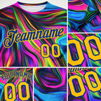 Custom 3D Pattern Design Abstract Colorful Psychedelic Fluid Art Performance T-Shirt detail