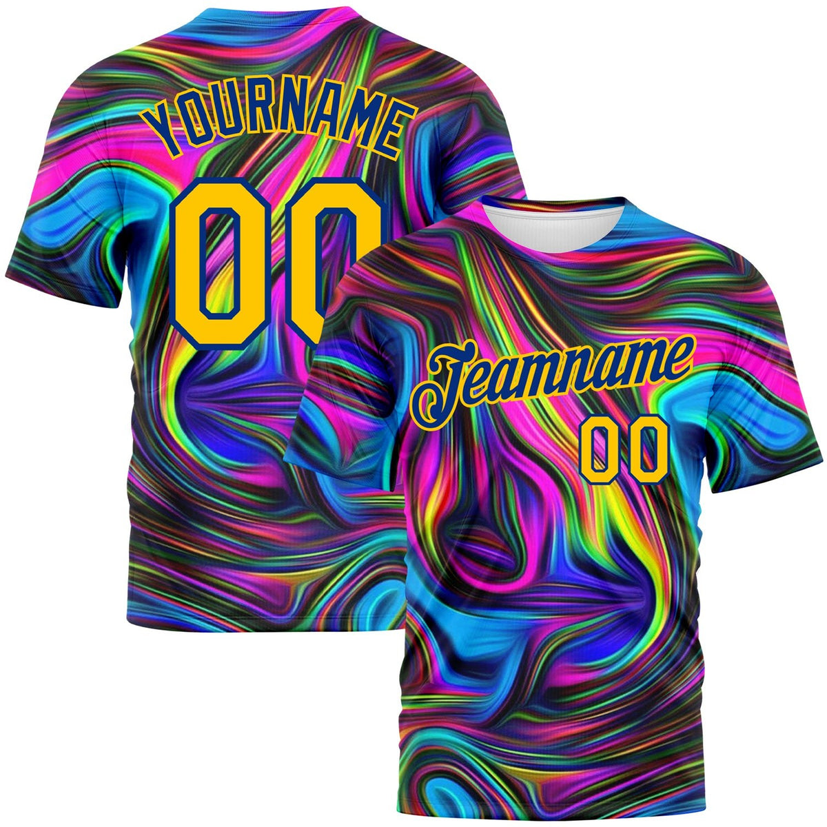 Custom 3D Pattern Design Abstract Colorful Psychedelic Fluid Art Performance T-Shirt photo 1