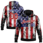 Custom Stitched White Red Royal-Black 3D American Flag Fashion Sports Pullover Sweatshirt Hoodie photo 1