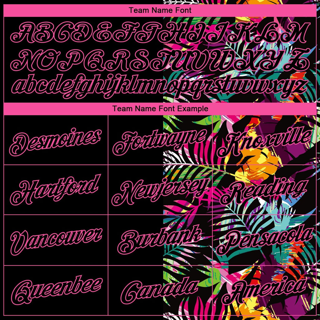 Custom Stitched Black Black-Pink 3D Pattern Design Tropical Palm Leaves Sports Pullover Sweatshirt Hoodie photo 3
