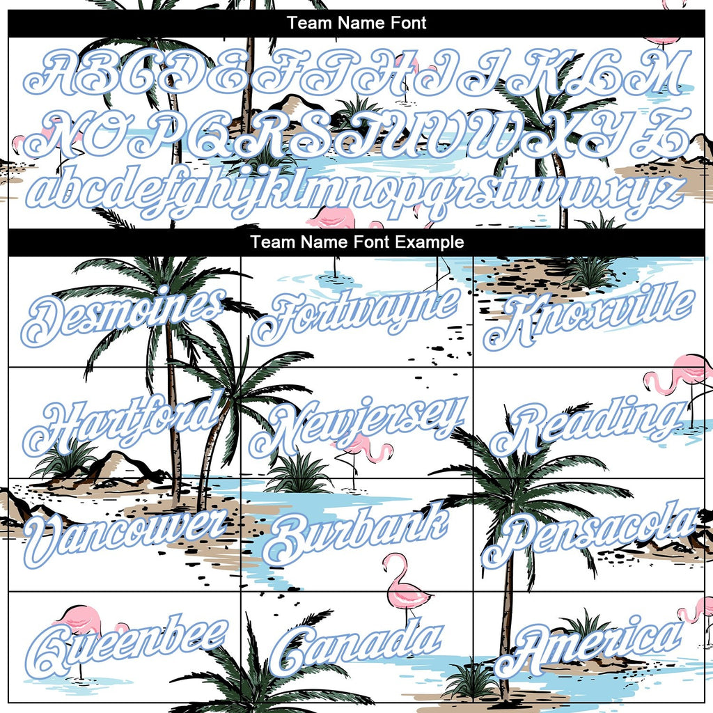 Custom Stitched White White-Light Blue 3D Pattern Design Hawaii Palm Trees Sports Pullover Sweatshirt Hoodie photo 1