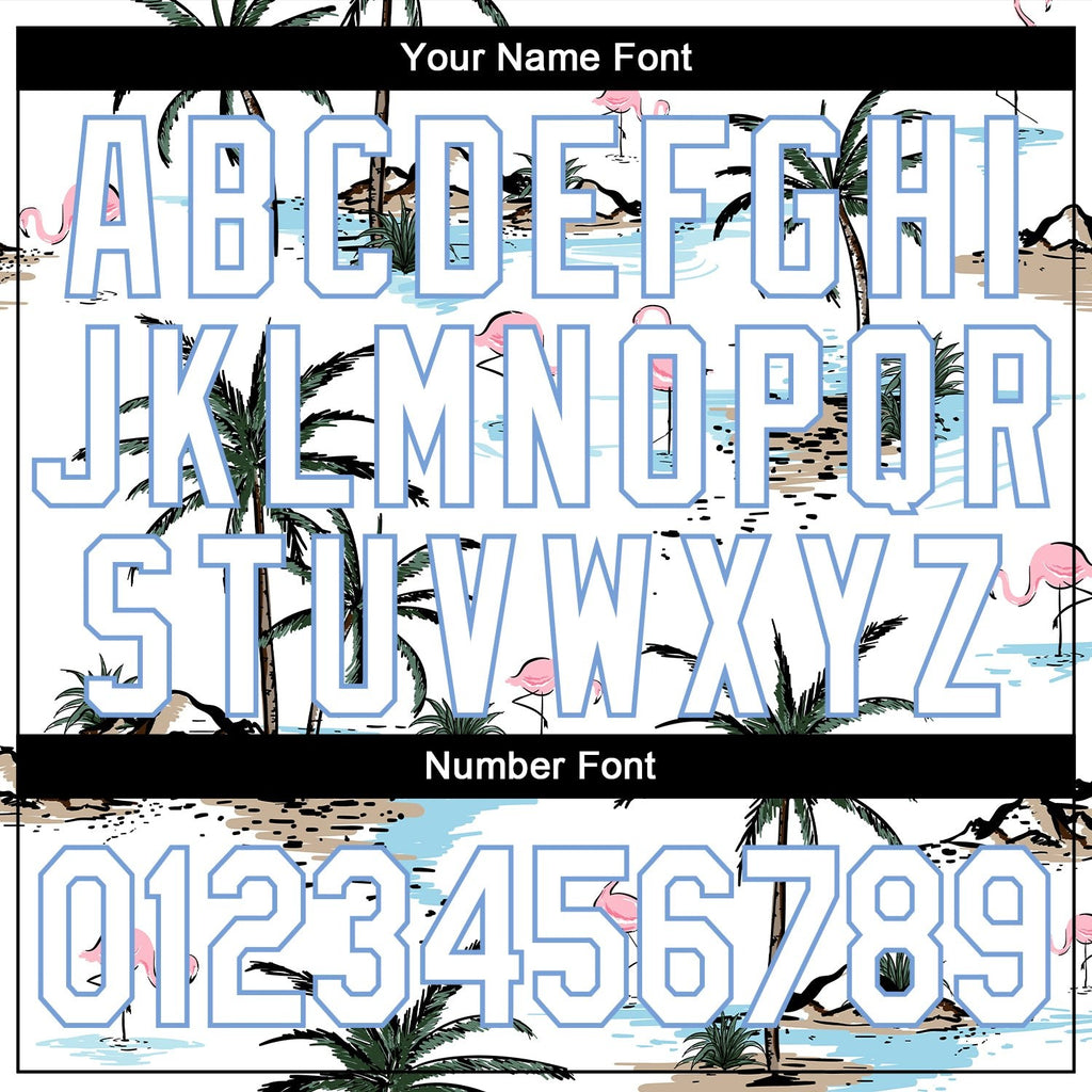 Custom Stitched White White-Light Blue 3D Pattern Design Hawaii Palm Trees Sports Pullover Sweatshirt Hoodie photo 2