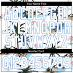 Custom Stitched White White-Light Blue 3D Pattern Design Hawaii Palm Trees Sports Pullover Sweatshirt Hoodie photo 2