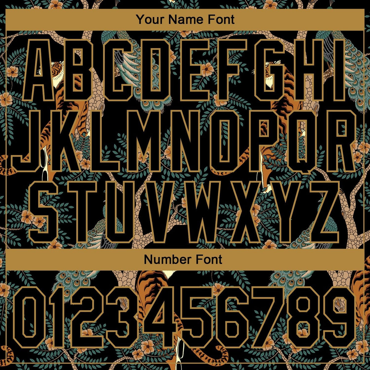 Custom Stitched Black Black-Old Gold 3D Pattern Design Tiger And Peacock Sports Pullover Sweatshirt Hoodie photo 3