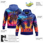 Custom Stitched Royal Black-Orange 3D Pattern Design Palm Trees Sports Pullover Sweatshirt Hoodie photo 2