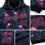 Custom Stitched Black Black-Pink 3D Pattern Design Flamingo Sports Pullover Sweatshirt Hoodie detail